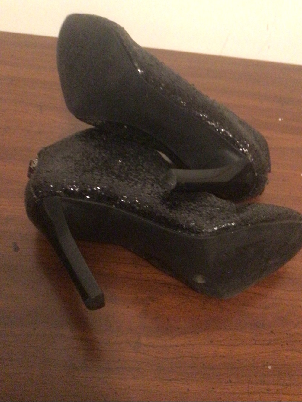 Tory Burch black leather with glitter stiletto classey ,holiday ,dancing  SZ 9 - Picture 11 of 14